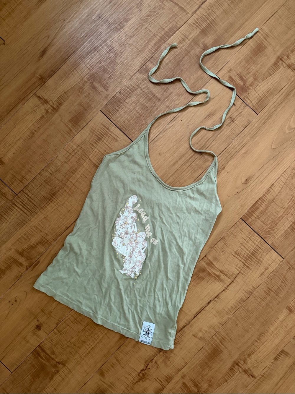 Vintage 90’s Halter Soft Cotton Tank Top “Lead Me On” Graphic